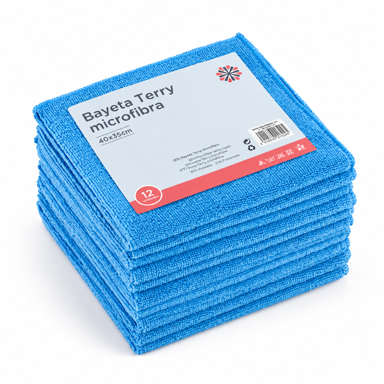 Bayetas de microfibra azules 40 × 36 cm – Paquete de 12 bayetas, RepoClean