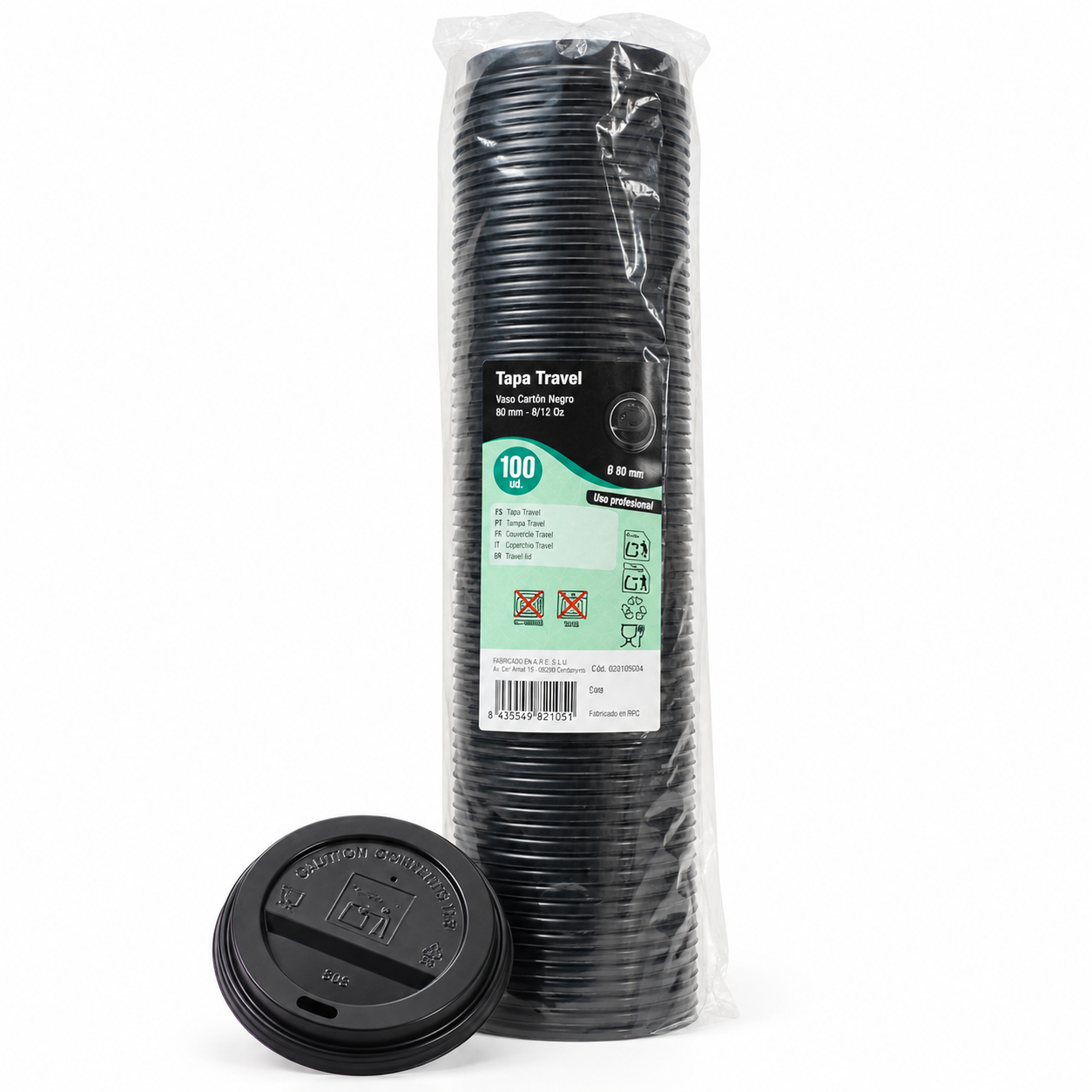 Tapas 8 oz – Paquete de 100 unidades, RepoClean